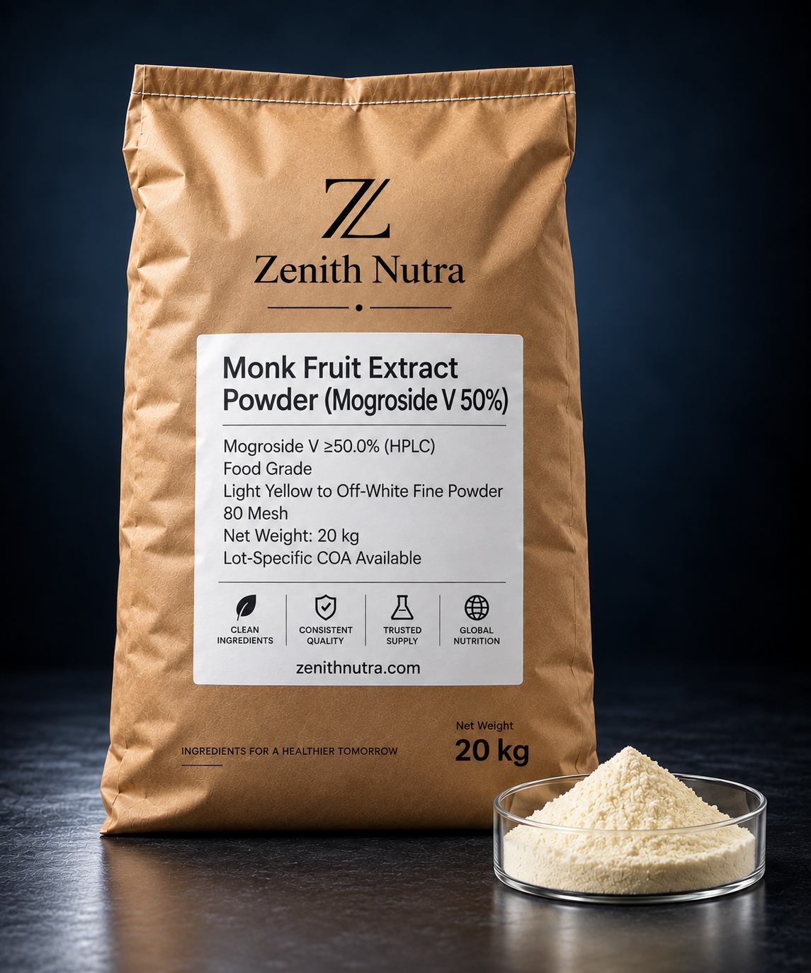 Monk Fruit Extract Powder (Mogroside V 50%) sample sachet